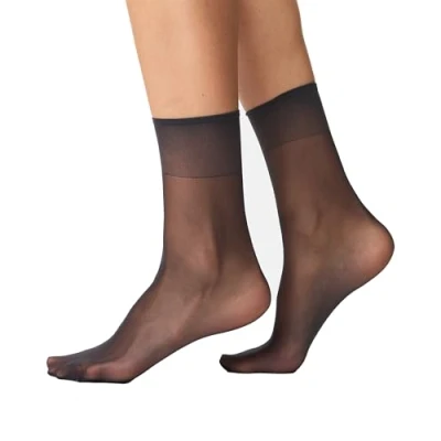 Afbeelding van Nur Die Zijdefijne damessokken, 15 denier, transparant, nylon, zijdeachtig, glanzend, brede comfortabele tailleband, zwart, Eén Maat