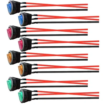Afbeelding van Gebildet 8 stuks 12V 24V/10A Voorbekabelde Ronde Tuimelschakelaar met LED Indicator, SPST Auto Vrachtwagen Aan Uitbediening (Rood/Geel/Blauw/Groen, elk 2 stuks)