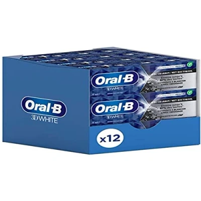 Afbeelding van 12x Oral B Tandpasta 3D White Houtskool 75 ml