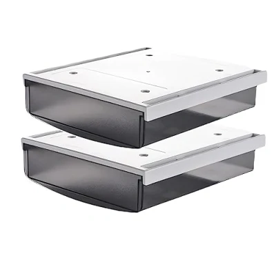 Afbeelding van TUKA i AKUT 2X 1.7L Onder Bureau Lade 24x21x8cm, Zelfklevende Verborgen Onderbank Opslag Lade, Organizer Box Gebruiksvoorwerpen Tafel 2er Frosted Zwart TKD8608