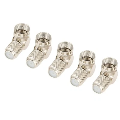Afbeelding van 5 stuks haakse F type stekker naar bus, tv antenne, kabelstekker, adapterset voor RG6 RG59 coax herbruikbare verpakking socialme eu