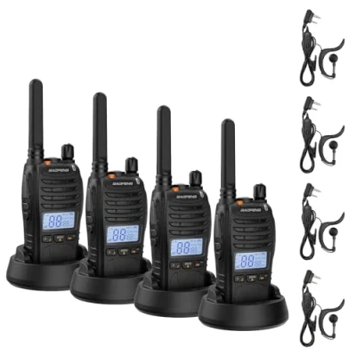 Afbeelding van BAOFENG BF 88ST Pro PMR446 Walkie Talkie, Radio bidireccional Recargable de Largo Alcance Mejorada sin Licencia con Pantalla LCD, Reloj Dual VOX, Cargador Escritorio y Auriculares, Paquete 4
