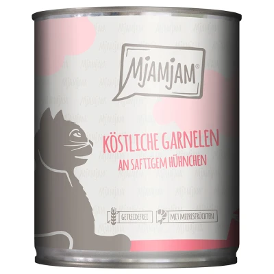 Afbeelding van 6x 800g heerlijke garnalen op sappige kip MjAMjAM kattenvoer nat