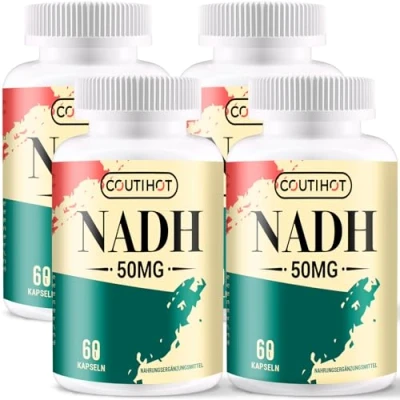 Afbeelding van NADH 50mg, Capsules Plus 200mg CoQ10, Antioxidant vorm van Vitamine B3, Energie, Vermoeidheid en NAD+ Ondersteuning (4 Pack)