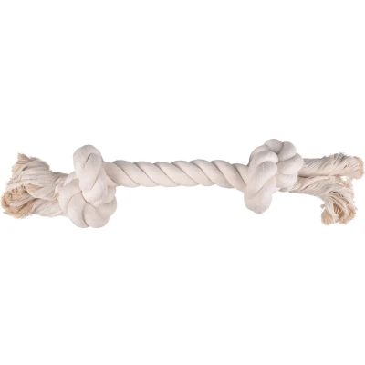 Afbeelding van Flamingo Hondenspeelgoed Cotton Flos Jack met 2 Knopen Wit XL 32 x 8 9 cm