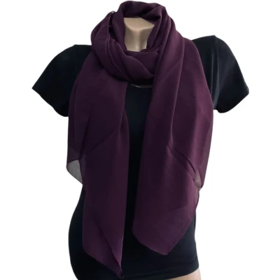 Afbeelding van Sjaal Hoofddoek Chiffon Donkerpaars 170 x 70 cm