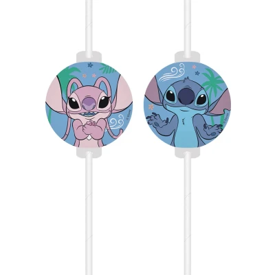 Afbeelding van Vegaoo 4 Stitch rietjes met papieren medaillon