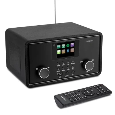 Afbeelding van MEDION P85027 internetradio (DAB Plus, FM radio, Spotify Connect, WLAN, Bluetooth, streaming, equalizer, kleurendisplay, USB, AUX, wekker, snooze functie, sleeptimer) zwart
