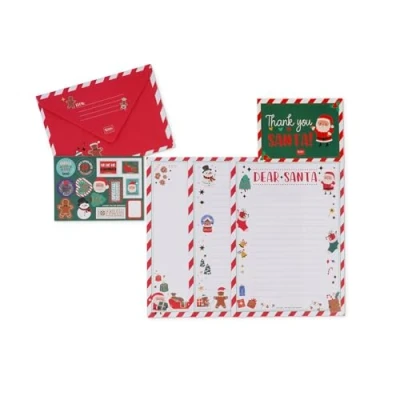 Afbeelding van Legami Brievenset voor de kerstman, uniseks brievenset, bevat envelop, letters om in te vullen, briefkaart, stickervel, details van glitter, FSC gecertificeerd papier