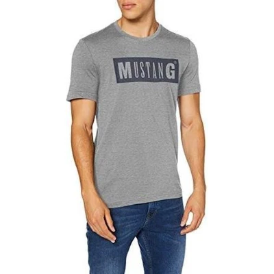 Afbeelding van Mustang ALEX LOGO TEE Tshirt print, Heren, Maat: Small, Mid grey