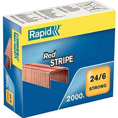 Afbeelding van Nieten Rapid 24/6 verkoperd red stripe 2000 stuks
