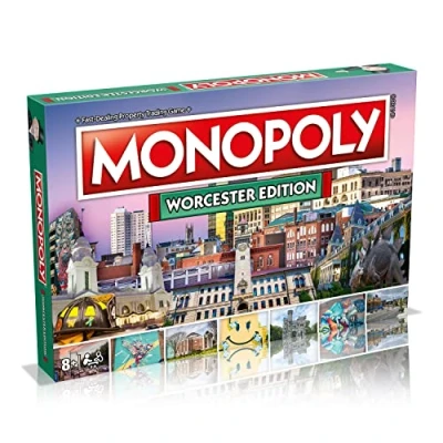 Afbeelding van MONOPOLY Bordspel Worcester Edition: 2 6 spelers, gezinsbordspellen voor kinderen en volwassenen, bordspellen vanaf 8 jaar, ideaal game avond