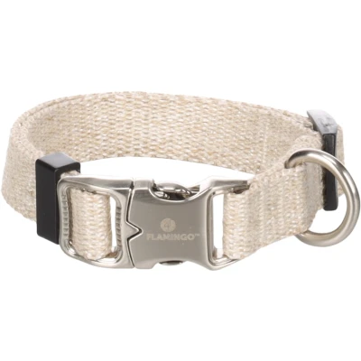 Afbeelding van Flamingo Lago Hondenhalsband, beige, XS, 20 35 cm, 15 mm, traploos verstelbaar, klikgesp en ring voor riem, verchroomd