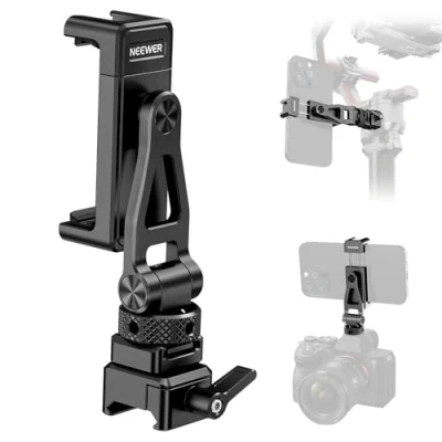 Afbeelding van Neewer Metalen telefoonstatiefbevestiging met koude schoenhouder en NAVO klem voor DJI RS4 RS3 Pro RS2 RSC2 Gimbalstabilisator, 180 kantelbare telefoonklemhouder compatibel iPhone 16 15