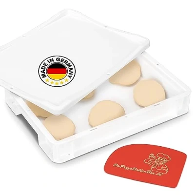Afbeelding van RoyalFay pizzaballendoos Made in Germany voedselveilig 30x40x8 cm (1 doos en 1 deksel) witte rijsdoos voor pizzadeeg