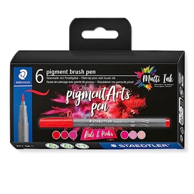 Afbeelding van pigment brush kartonnen etui 6 st reds and pinks