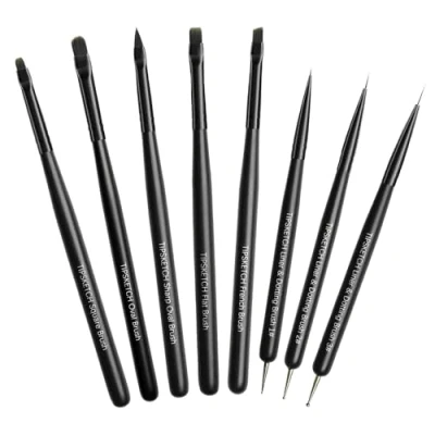 Afbeelding van Tipsketch Nagelkunst Borstelset 8 delig, Liner Penselen en Dotting Tools voor Gel Nagellak, French Tips, Gedetailleerd Schilderen