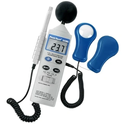 Afbeelding van Peaktech 5035 multifunctionele omgevingstester 4 in 1 geluidsmeter luxmeter vochtgheidsmeter thermometer
