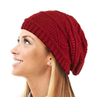 Afbeelding van TOSKATOK Dames gebreide slouch wintermuts/muts, Rood, One size
