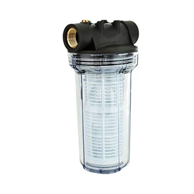Afbeelding van Grafner Voorfilter voor waterleidingen en tuinpompen, met filterinzetstuk, lange uitvoering, 1&quot; IG 2x AG adapter, 5,5 bar, 6000 l/u, filterpomp