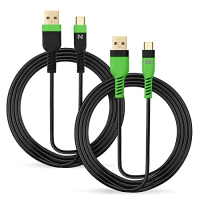 Afbeelding van NiTHO Type C Oplaadkabel, [2 pack, 4m] USB Snellaadkabel voor Xbox Series X/S Controller, PS5 en Apparaten met Interface, Kabel Tablet, Laptop, Telefoon Groen