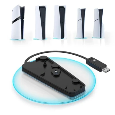 Afbeelding van IINE RGB verticale standaard voor PS5 &amp; Slim Pro, PS5/PS5 Slim/PS5 Pro basisstandaard met verstelbare verlichting, stationbasis schroef en USB kabel digitaal/schijfeditie