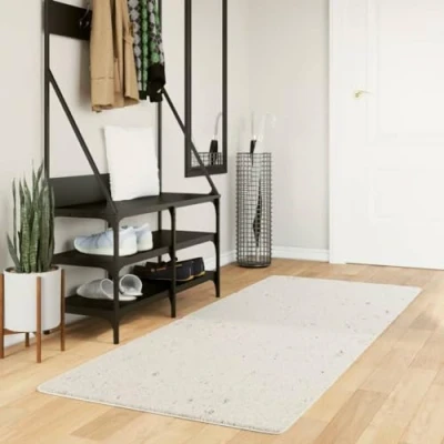 Afbeelding van Vloerkleed shaggy hoogpolig modern 80x200 cm crèmekleurig