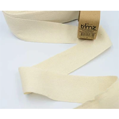 Afbeelding van Trimz 100% Katoen Visgraat Tape, Naturel, 40mm x 10m