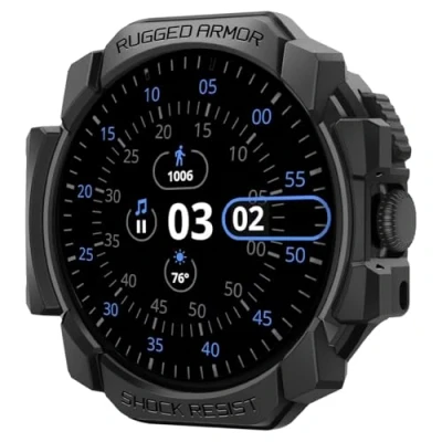 Afbeelding van Spigen Rugged Armor Case Compatibel met Google Pixel Watch 3 45mm (2024) Mat Zwart