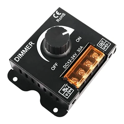 Afbeelding van MEIRIYFA DC 12V 24V 30A LED Lichtstrip Dimmer PWM Dimmen Controller met aan/uit Schakelaar Knop en Aluminium Case voor 5050 3528 Strip Lichten aanpassen Helderheid
