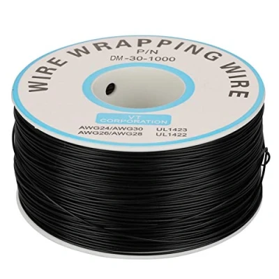 Afbeelding van Elektrische kabel, 30 AWG, 200 meter, gekleurde flexibel, silicone, 0,25 mm dik, vertind koper, hoge temperatuurbestendigheid, geïsoleerde kabel 300 V zwart.