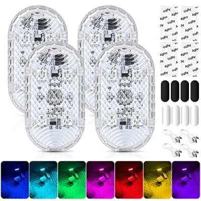 Afbeelding van AICHARYNIC led binnenverlichting, 4 stuks, magnetisch, touch licht, RGB, 7 kleuren, instelbaar, sfeerverlichting voor auto, oplaadbaar, mobiele USB aansluiting, auto accessoires, interieur