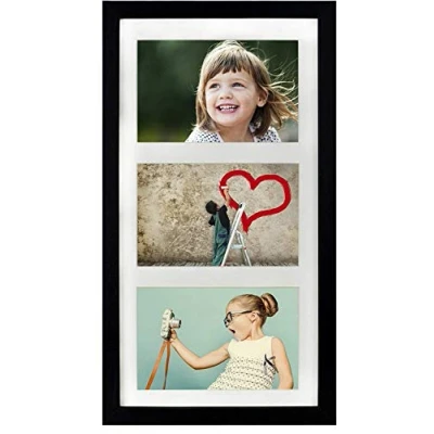 Afbeelding van BD ART 23 x 50 cm meervoudige fotolijst, fotogalerij, fotogalerij met passe partout en 3 foto uitsparingen voor foto&#039;s van 13 18 cm, zwart