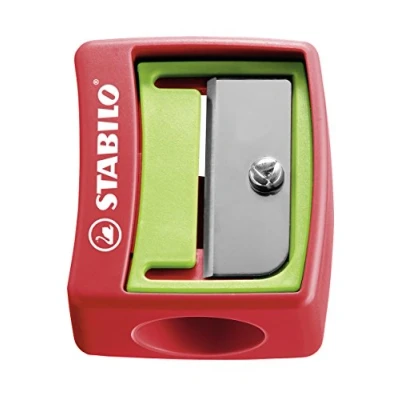 Afbeelding van Stabilo woody 3 in 1 puntenslijper, voor extra dikke stiften, verpakking van 12 stuks, rood/groen