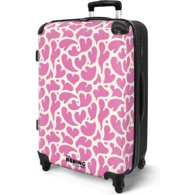 Afbeelding van NoBoringSuitcases.com® Koffer groot Rolkoffer lichtgewicht Roze hartjes patroon Reiskoffer met 4 wielen Grote trolley XL 20 kg bagage