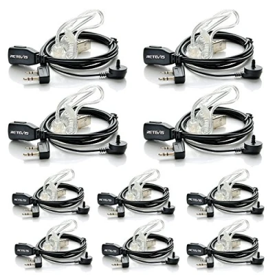 Afbeelding van Retevis Draadloze headset 2 pins geluidsslang hoofdtelefoon compatibel met Walkie Talkie RT24 RT27 RT22 RT622 RT617 RT618 RT619 Baofeng BF 88E 88S Tyhbelle Kenwood (10 STK.)