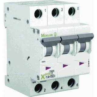 Afbeelding van Eaton plsm b6 3 mw installatieautomaat 3p b karakteristiek 6a iec en 60898 1 10ka modulen breedte 52 5mm 242442