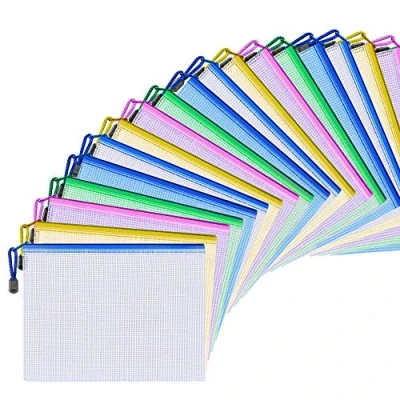 Afbeelding van 20 stuks A5 ritsvakken, documenten, waterdichte tas, pakje portefeuille, plastic tassen met ritssluiting voor reisdocument, cosmetica, kwitanties opslag, leren benodigdheden.