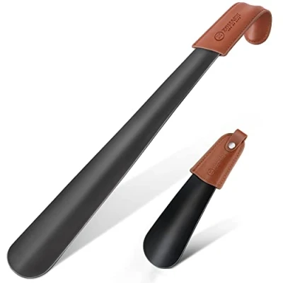 Afbeelding van ZOMAKE Metalen Schoenlepel 2Pcs 42cm Lange Greep Luie Schoenhulp met Leren Handvat,Extra Schoenlepels voor Mannen Vrouwen Ouderen,17cm Kleine Schoenlepels(42&amp;17cm)