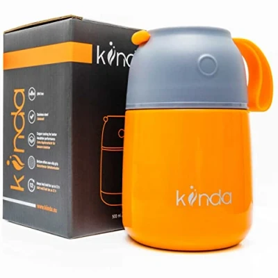 Afbeelding van kiinda thermocontainer warmhoudbox 450ml BPA vrij RVS verwarmingscontainer geïsoleerde container lunchbox voor warme maaltijden, babyvoeding, soep (450 ml)
