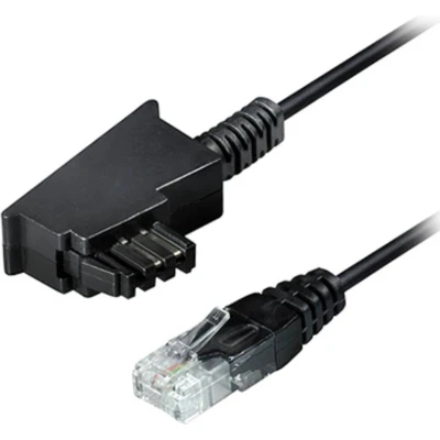 Afbeelding van Maxtrack Telefoon (analoog) Aansluitkabel [1x Telefoonstekker Duitsland (TAE F) 1x LAN (10/100 MBit/s)] 15 m Zwart