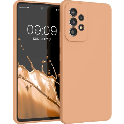 Afbeelding van kwmobile telefoonhoesje geschikt voor Samsung Galaxy A53 5G Hoesje met siliconen coating Smartphone case in macchiato