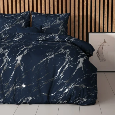Afbeelding van Dekbedovertrek Glamour Marmer Navy Blauw Zilver