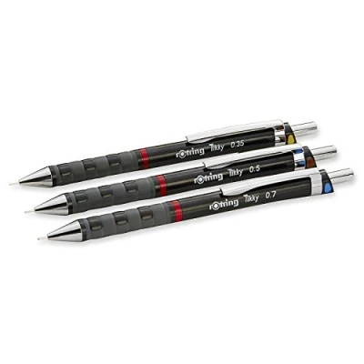 Afbeelding van rOtring Tikky 3 delige set met kleurcode 0, 35/0, 5/0, 7 mm (met blikjes reservevullingen HB)