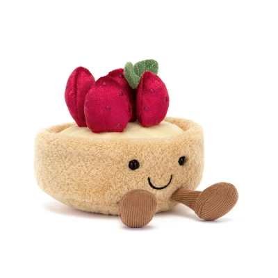 Afbeelding van Jellycat amuseables knuffeltaartje met aardbeien 10 cm