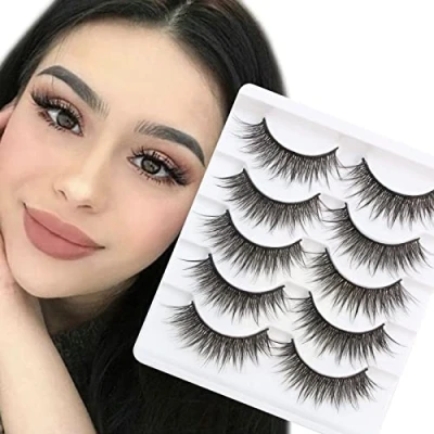 Afbeelding van Glowing Win kunstwimpers, natuurlijk, kort, 3D, zacht, 5 paar zwart, herbruikbaar, Wispy False, wimperband, pluizig, elastisch, waterdicht