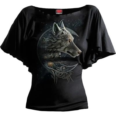 Afbeelding van Spiral Celtic Wolf T shirt zwart S 95% viscose, 5% elastaan Gothic