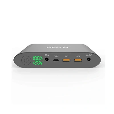 Afbeelding van Krisdonia 25000mAh Aluminium Powerbank/Externe Batterij met LED display 2x USB (Snel Opladen) 1x Type C DC Draagbare voeding oplader voor Laptop/PC/Computer/Notebook/Tablet