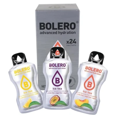 Afbeelding van Bolero Drinks Kennismakingspakket ICE TEA MIX 24 24x3g Suikerloos sappoeder, gezoet met stevia + vitamine C glutenvrij en veganvriendelijk IJsthee smaken