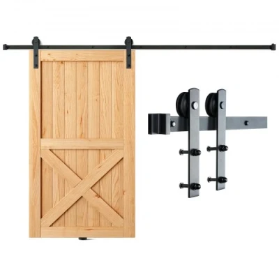Afbeelding van VEVOR 300cm schuifdeurbeslag I vormig schuifdeursysteem met 2 delige rails 150kg draagvermogen Ideaal voor schuifdeuren een deurdikte van 32 45mm, deurbreedte 1,4 1,6m
